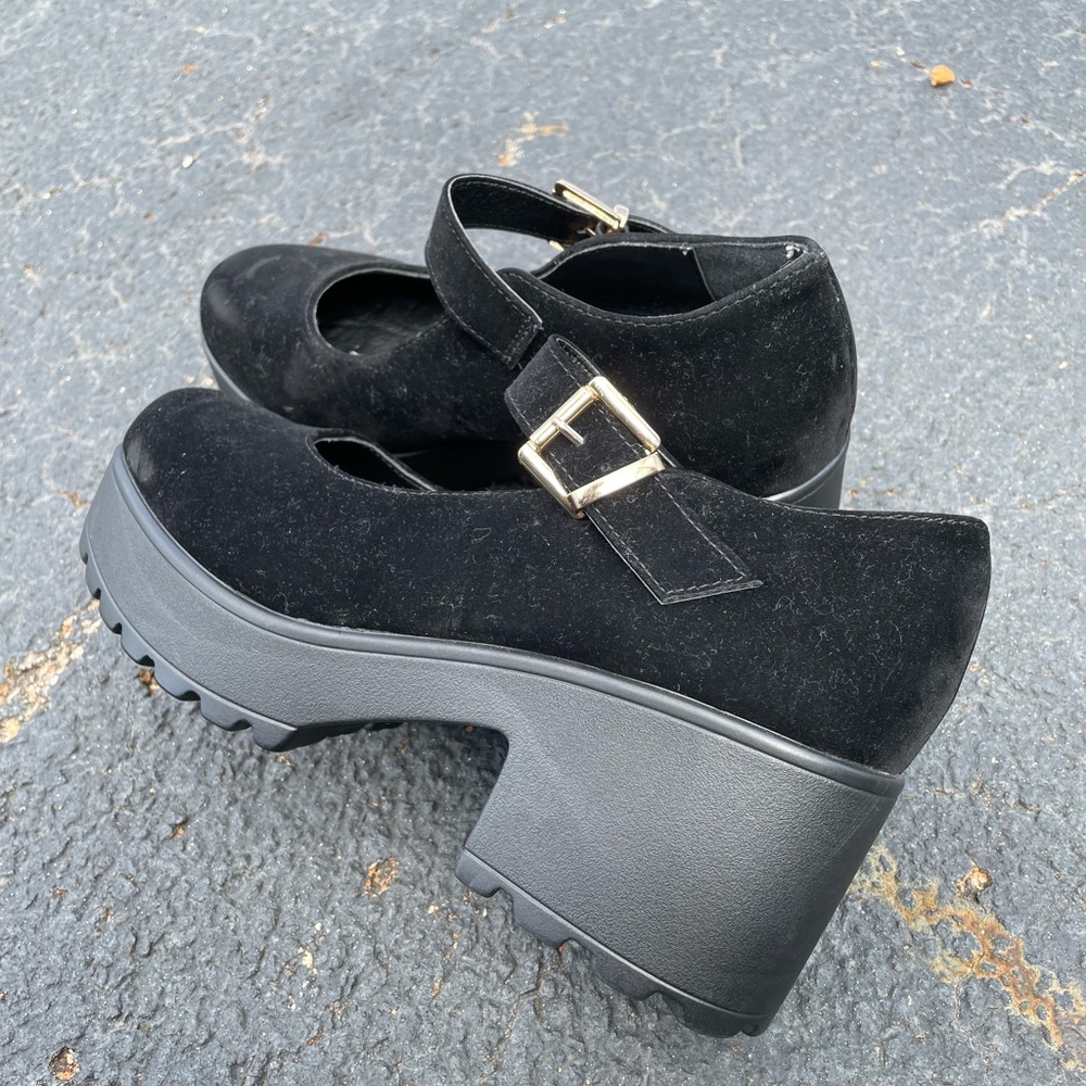 Sedai Faux Suede Chunky Mary Janes